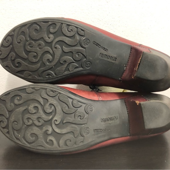 REMONTE RIEKER US 9 EU 40 Women's Red Rich Leather Zip Booties Burgundy Clean! - Picture 5 of 6